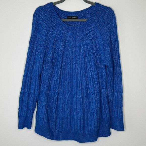 Lane Bryant Women's Blue Cable Knit Long Sleeve Sweater Plus Size 22/24 - Picture 1 of 11